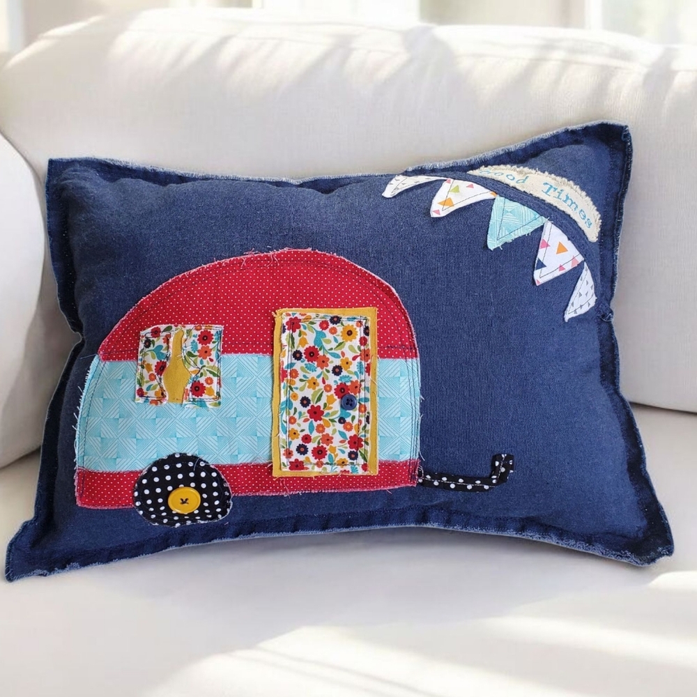 Homecrafted Colorful Camper Decorative Accent Pillow New